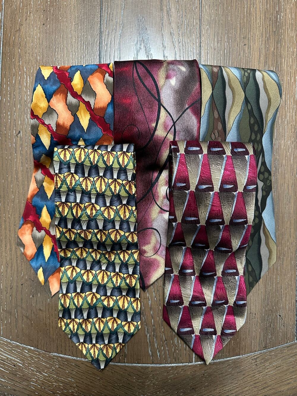 LOT x 5 Jerry J. Garcia Neck Ties Geometric Abstract Silk Vintage & Current